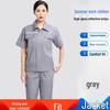 Summer Lightweight Polyester Cotton Reflective Workwear Set - Long Sleeve Protective Clothing for Construction and Workshop Use.