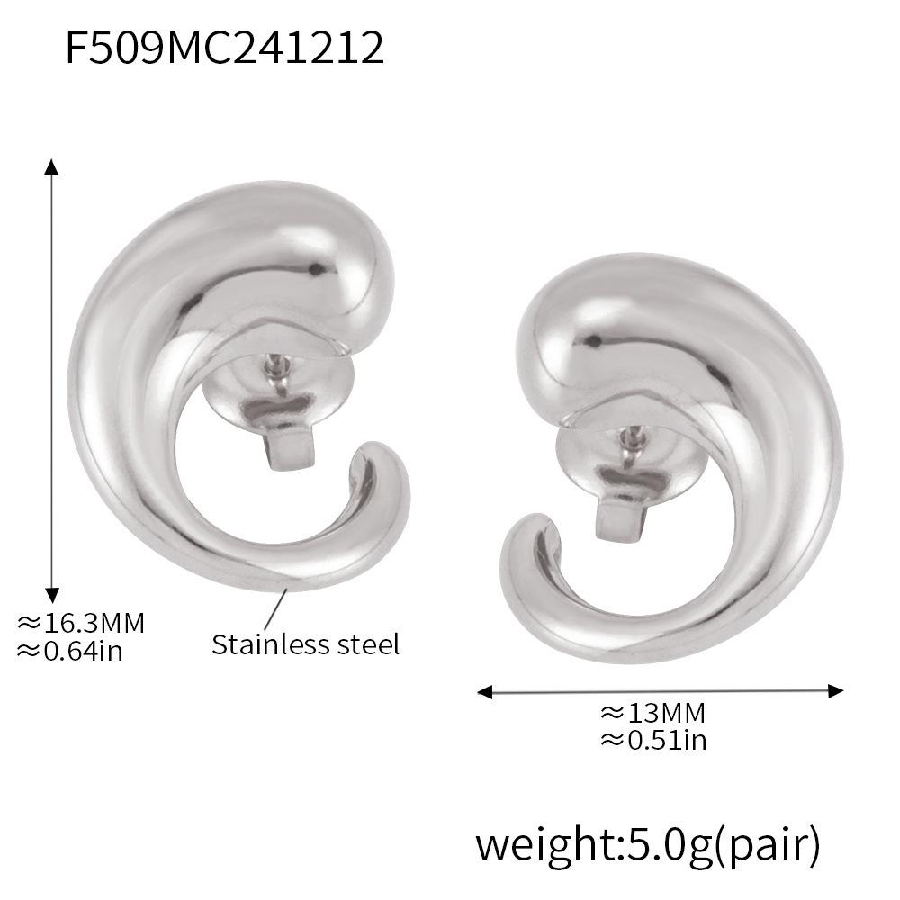 Qiong Yao 18K Gold-Plated Korean Style Curved Water Drop Earrings - Light Luxury Stainless Steel Fashion Earrings