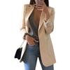 Costume de bureau mode pour femme Couleur unie Sans bouton Revers Coupe ajustée Blazer Manteau