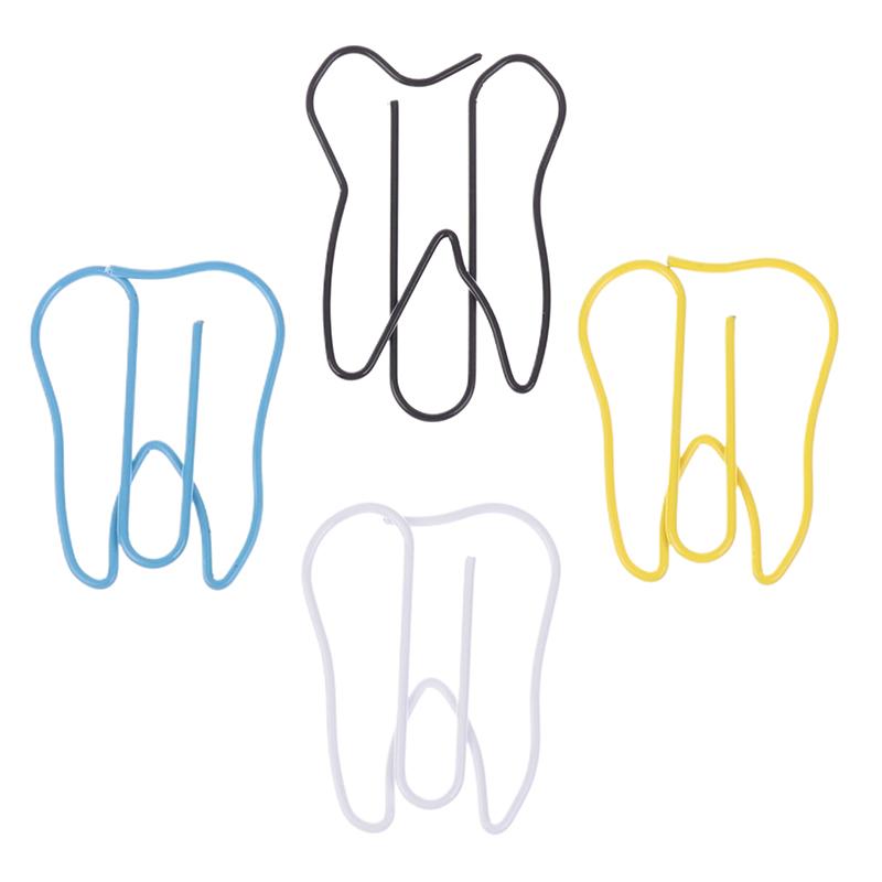 20Pcs Tooth Shape Metal Paper Clips Cute Colorful Paperclip Bookmark Note Memo Ticket Clip Dentist Gift Clinic Office Stationery