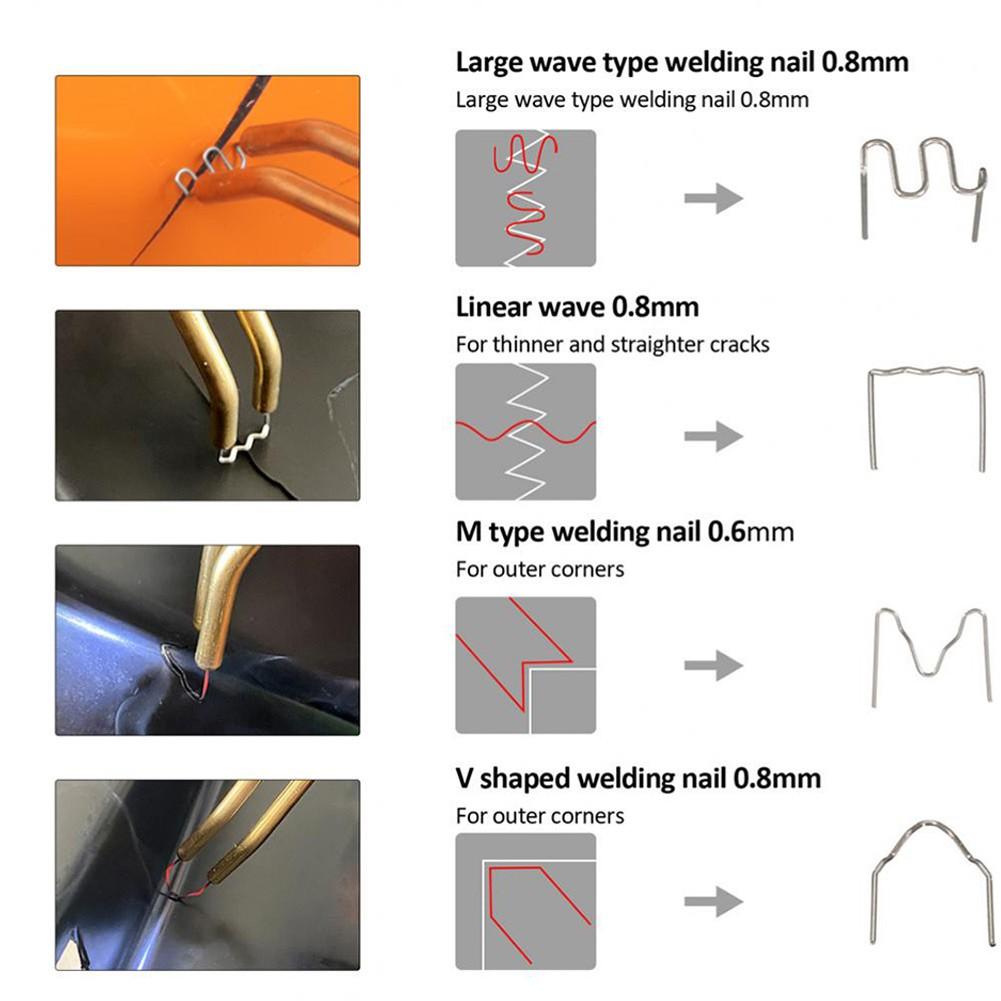 Repararea pieselor din plastic ale barei de protecție auto, cuie de sudură, repararea cuielor de sudură