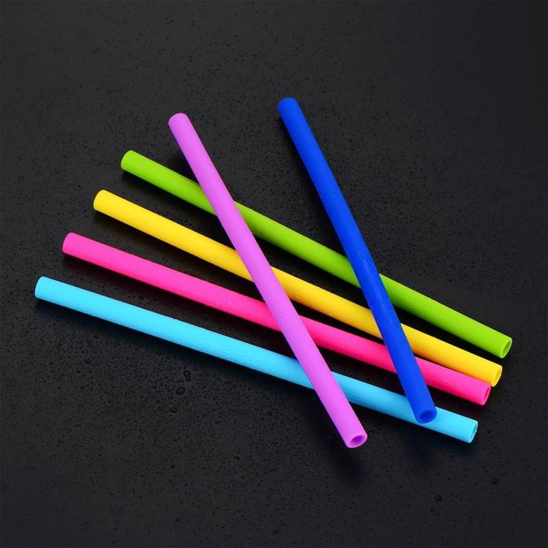 6Pcs Reusable Silicone Drinking Straws Food Grade Silicone Straws Drinking With Cleaning Brush Party Straws BPA Free