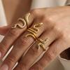 Zircon Snake Rings for Women Men Stainless Steel Gold Color Open Adjustable Ring Vintage Gothic Aesthetic Jewelry Anillos Mujer