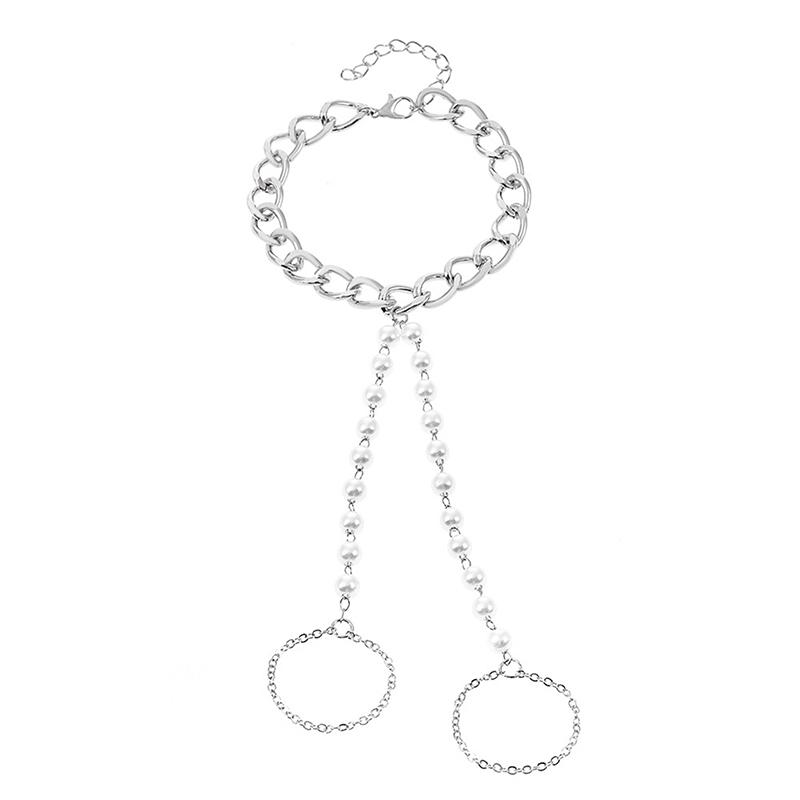 Kreatives Schmetterlings-Gliederketten-Armband mit verbundenem Fingerring-Armreif für Damen, verbundene Hand-Harness, Schmuckgeschenke für Paare