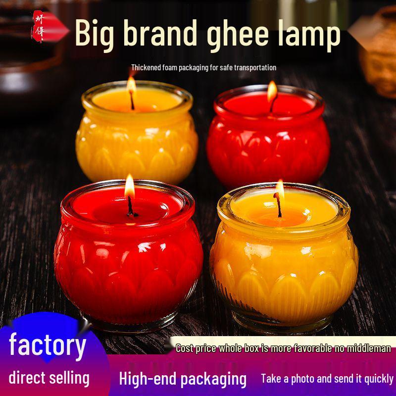

24-Hour Lotus Butter Lamp Oil - Smokeless, Odorless, Plant-Based Candle for Lamps, Whole Box, Free Shipping. Red - Box of 24