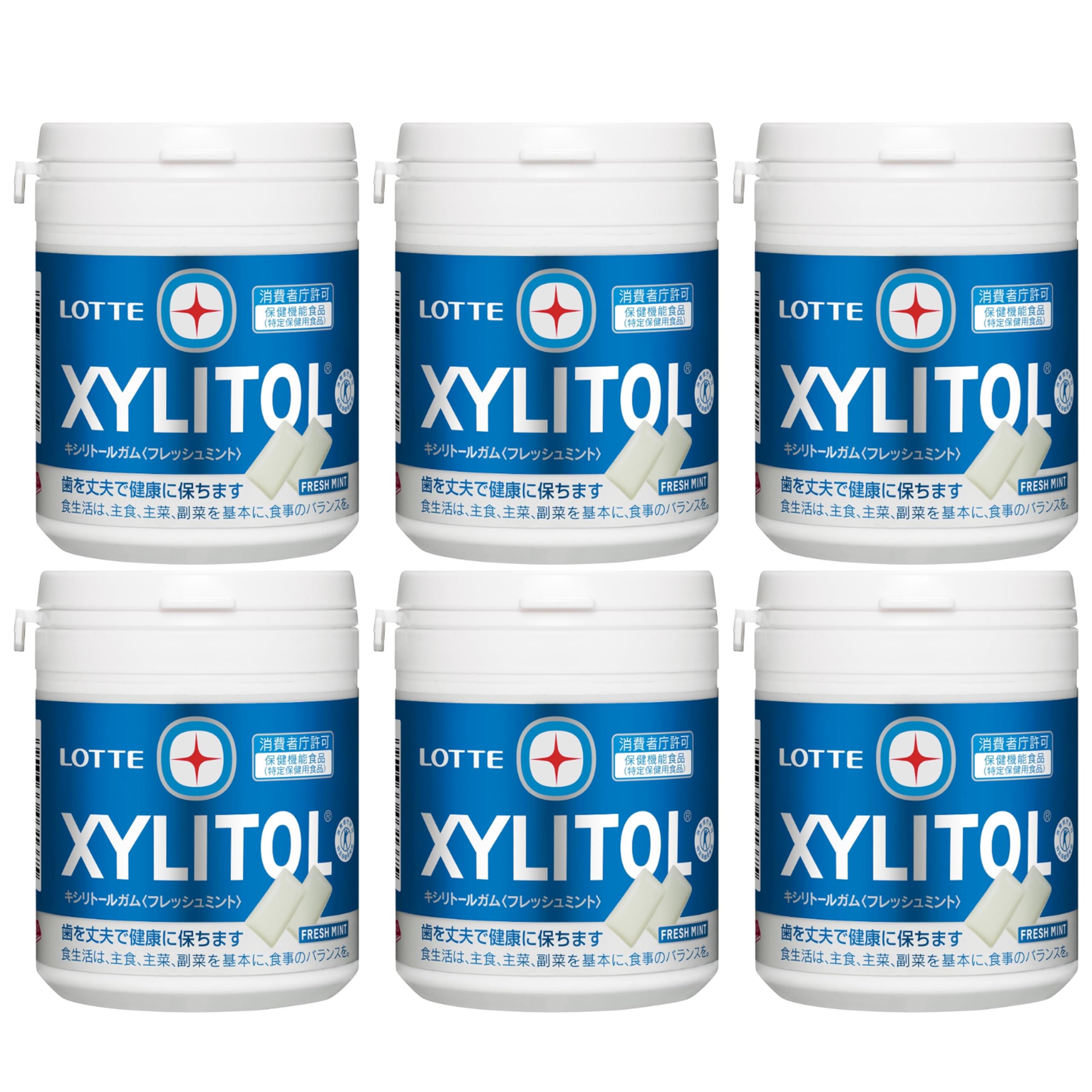 

Lotte Xylitol Gum Family 133g x 6 packs (Fresh Mint) Bottle,