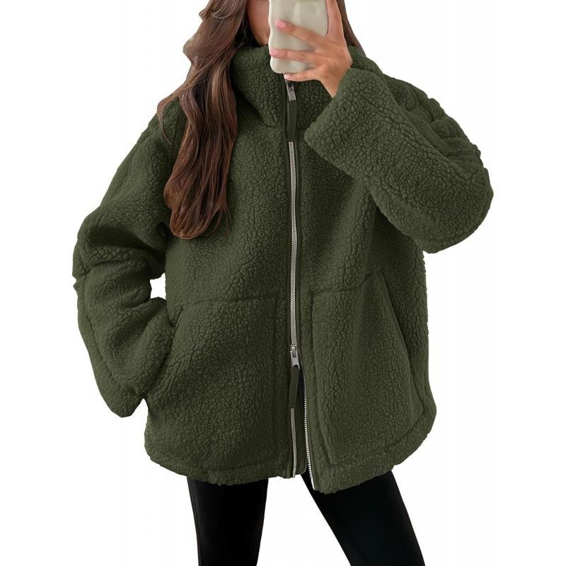 JPNTKY Women's Vintage Casual Solid Color Print Autumn Winter Long Sleeve Jackets & Coats