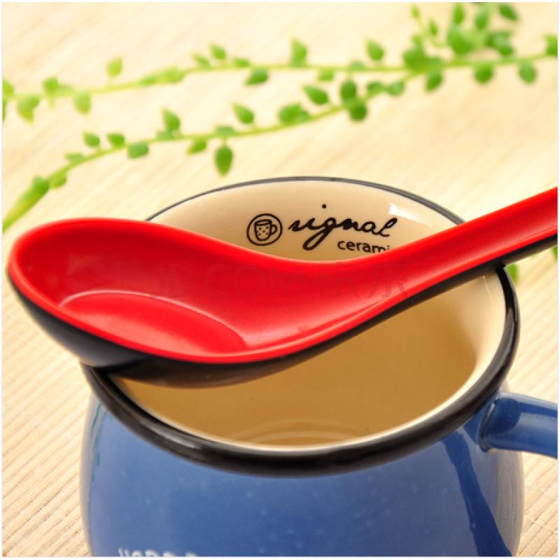 Melamine Imitation Ceramic Long Handle Soup Spoon with Hook