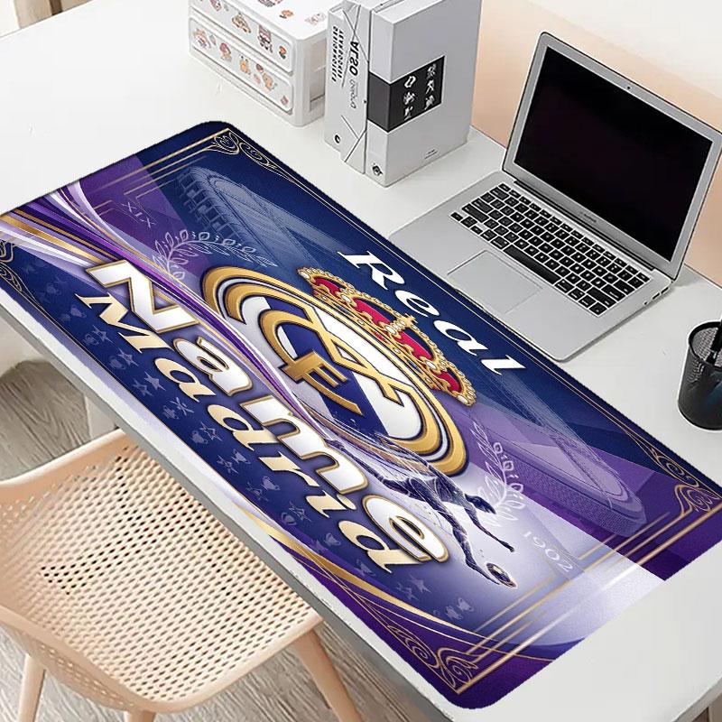 Custom Name Personalized Real Madrid CF Pattern Mousepad, Laptop PC Desk Mat, Decorative Desk Mat for Home Keyboard Pad Gift