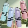 1PC Beautiful Cursive Letter 750ml Color Plastic Sports Water Bottle Leakproof Flip Straw Lid Suitable for Sports Office Home Use