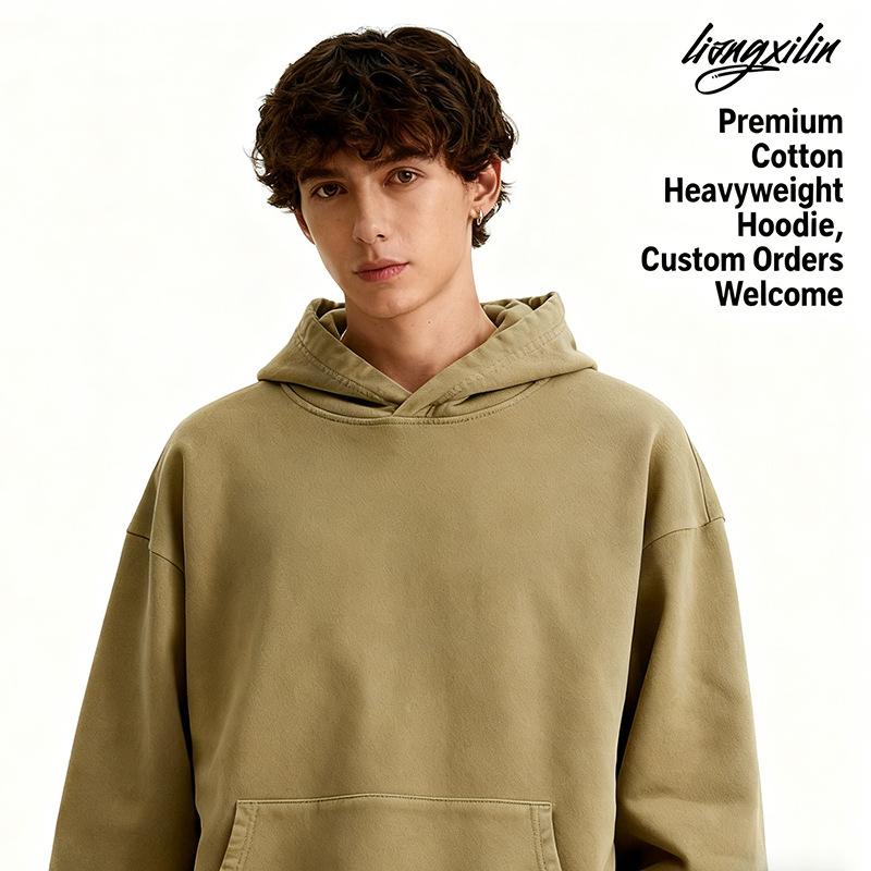 Fog Spring And Autumn American Solid Color Casual Loose Washed Boxy Hoodie Hoodie Men And Women