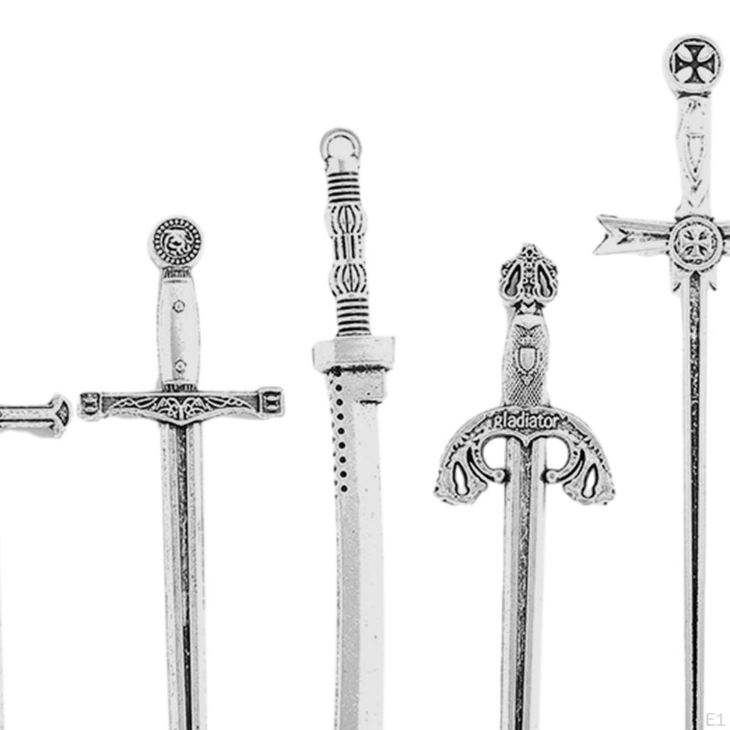 7 Pieces Alloy Swords Knife Charms, Mini Antique Sword Pendants, Charms for Necklace, Jewelry
