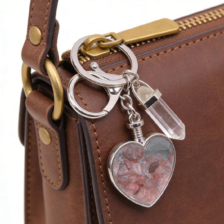 Long Time Use Natural Stone Heart Shaped Photo Frame Keychain Resistant Wear Tear Ideal Meaningful Carry Item Gift