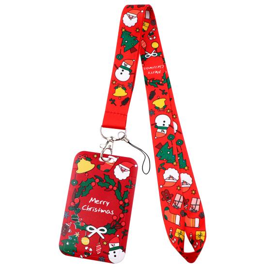 2 pezzi di cordini per la creazione di insegne, cordino da collo con pupazzo di neve di Natale, portachiavi, cordino per distintivo di Babbo Natale con porta biglietti, regalo di Natale