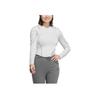Adidas Aeroready Slim Long Sleeve Top Quick-Drying Hollow Sports Casual Fitted T-Shirt Women Tops Light-Gray JJ1085
