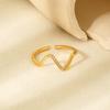 Ins Simple Wave Micro-inlaid Zircon Opening Ring Does Not Fade Plated with 18k Gold Stainless Steel Versatile Jewelry Women