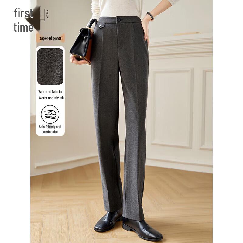 Women s High-Waisted Warm Woolen Tapered Harem Pants S