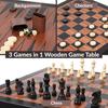 Jogos Mesa de Xadrez de Madeira Xadrez Damas e Gamão 3 em 1 Combo Mesa de Jogo Conjunto de Mobiliário para Recreação Doméstica 25 x 25 Compac