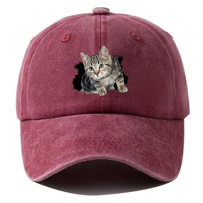 Cute and Silly Cat Printed Baseball Cap for Men and Women, Versatile for Casual Wear, Daily Outdoor Hiking