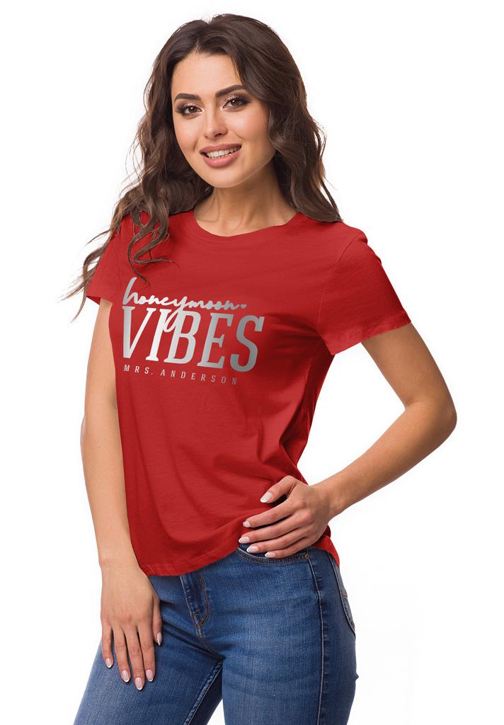Inkdotpot Personalized Womens Tshirt Top Honeymoon Vibes Mrs Wedding  Announcement