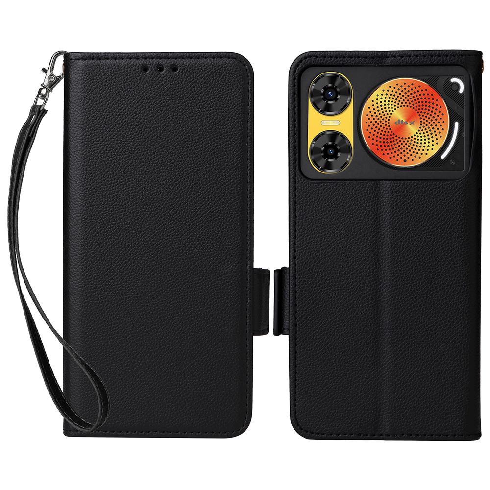 For ZTE Nubia Music 2 Case with Wrist Strap Litchi Texture PU Leather Wallet Phone Cover