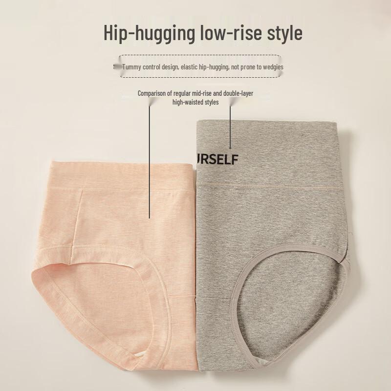 Nanjiren Women's High-Waist Tummy Control Cotton Briefs - 3 Pack