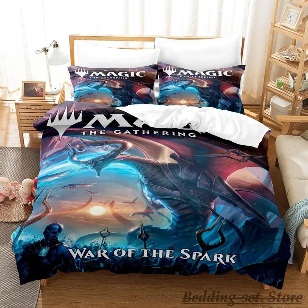 New M-Magic The Gathering Bedding Set Cartoon Anime Three-piece Set Adult Kid Bedroom Duvetcover Sets 3D Kawaii Twin Set