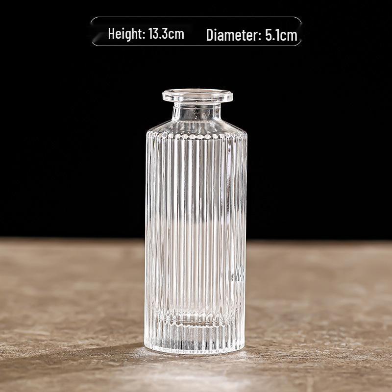 Retro Embossed Transparent Glass Vase: French-Inspired Luxury Home Decor for Living Room