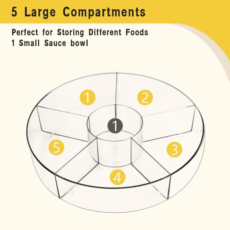 Multiurpose Chilled Serving Tray With Removable Lid Divided Compartments And Central Dip Bowl For Entertaining Gatherings