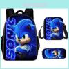 Plecak Anime Sonic Wykonany z Lekkiej Tkaniny Oxford z Regulowanymi Wyściełanymi Paskami Do Szkoły