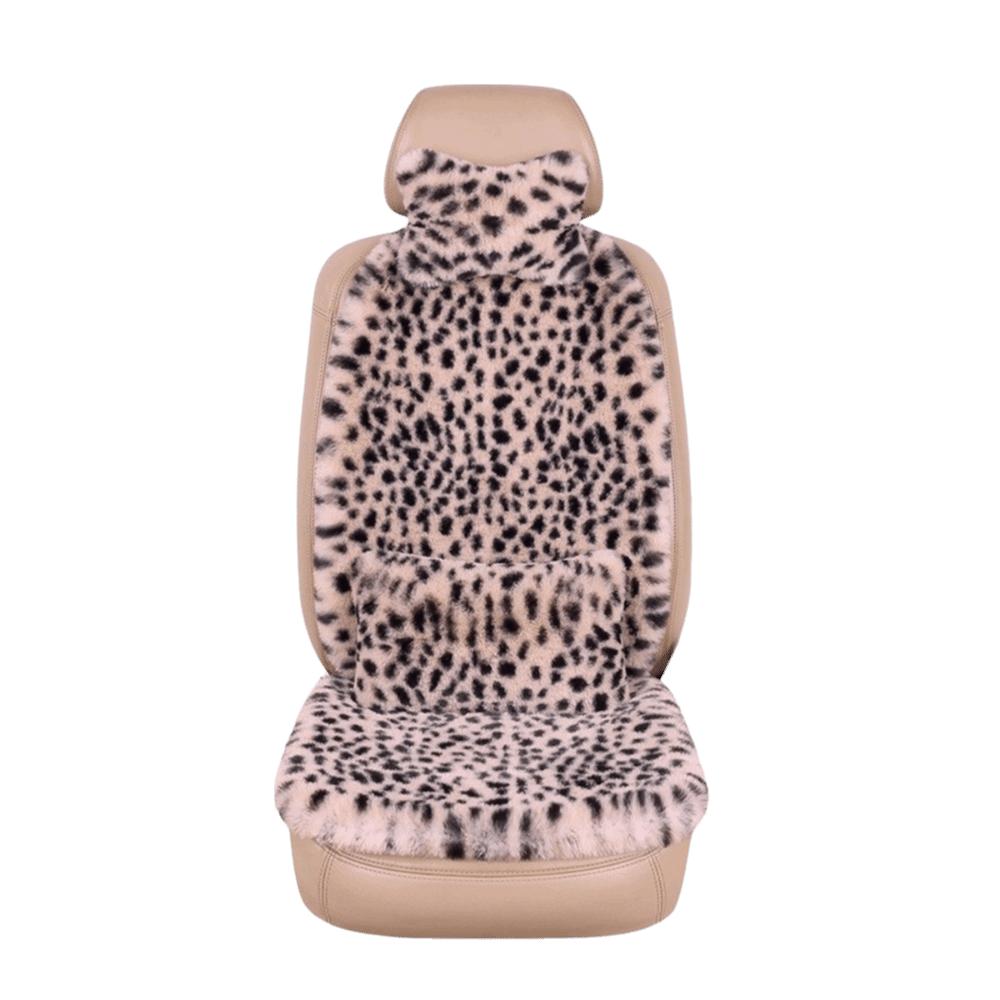 Rabbit Fur Rabbit Fur Car Pad Non-slip Plush Seat Cushion Leopard Print Seat Cover Cushion Front