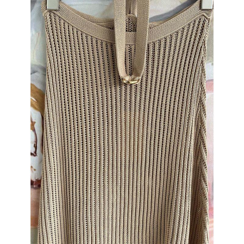 Foreign Trade Original Order RUV * E Tie Waist Knitted Skirt Midi dress Wool Sweater Dress Strapless Dress Hollow-out Dress