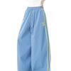 Mens Striped Track Pants Loose Straight Leg High Street Casual Blue Pink