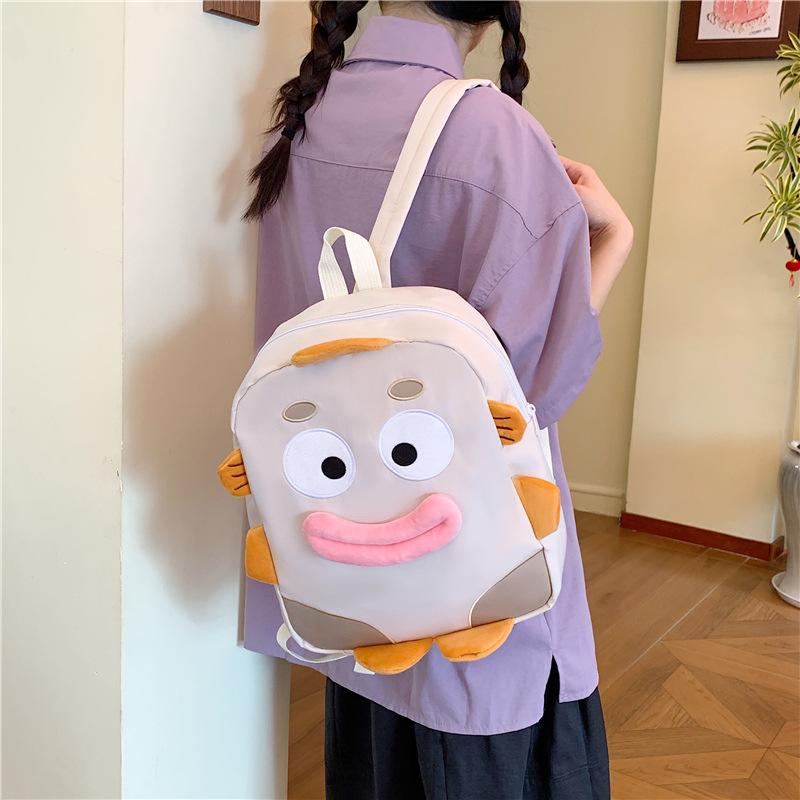Schoolbag1011 spring new big mouth fish backpack cute Japanese cartoon ugly cute funny schoolbag large capacity backpack female
