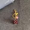 Dice Crystal Drip Alphabet Keychain Student Ladies Bag Pendant Jewelry Gift Pendant Keyring Accessories