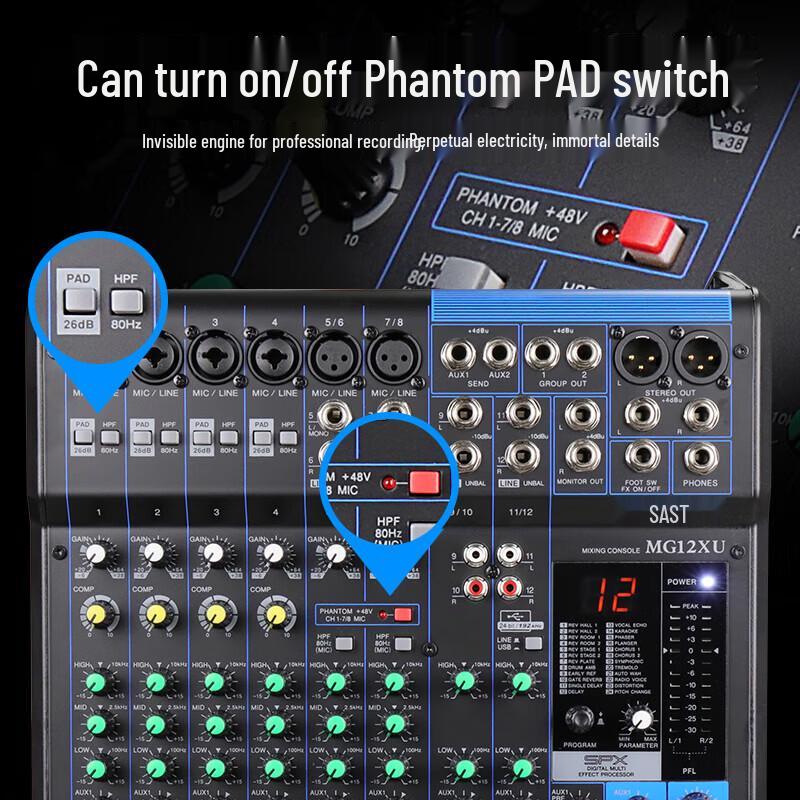 SAST G65 12-Channel Audio Mixer CN plug (adapter included)