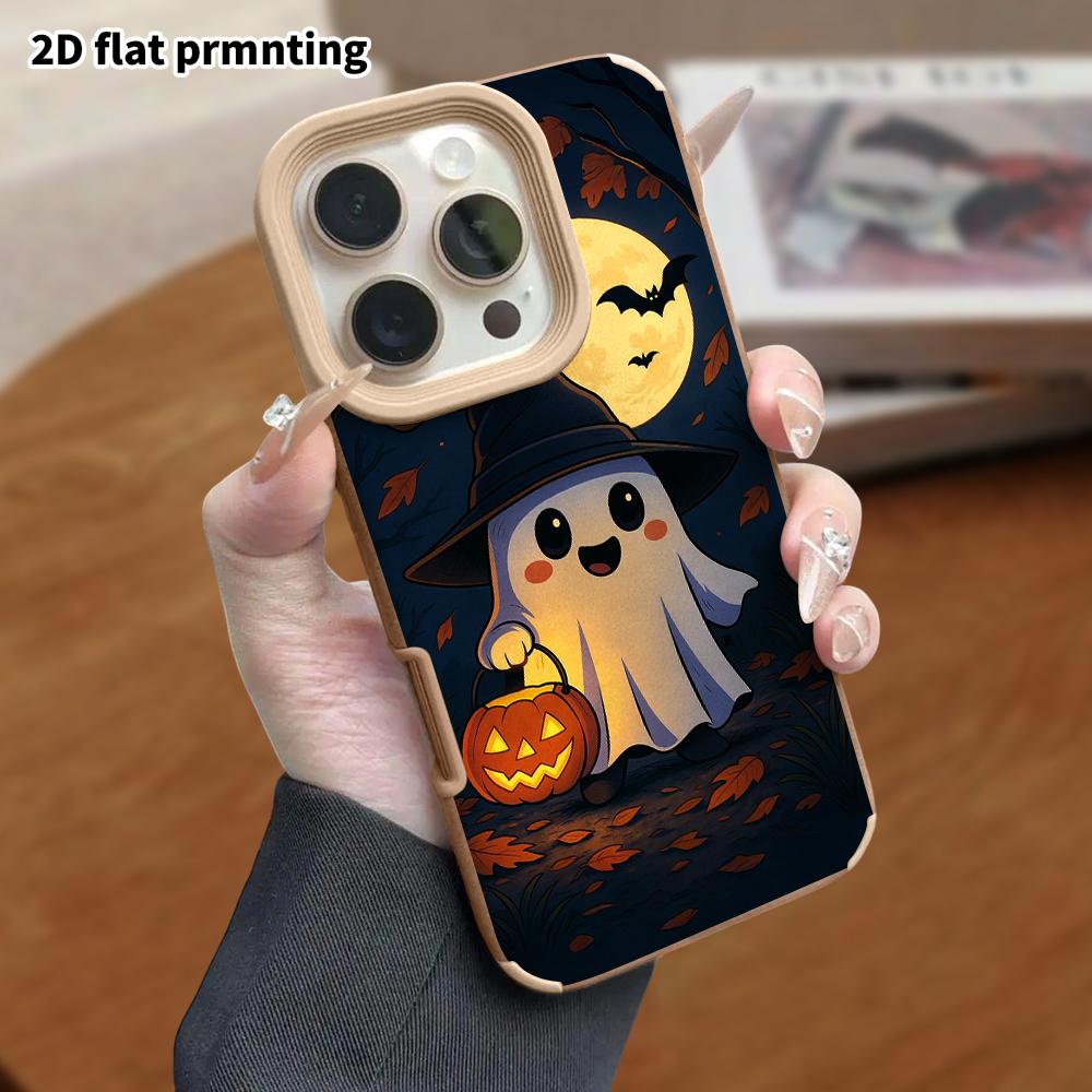 Phone Case: Lambskin 2D Flat Samsung Galaxy A34 A35 M05 M06 S20 S22 S21 FE Plus 5G protective case, featuring pumpkin lantern ghosts, Christmas and Ha