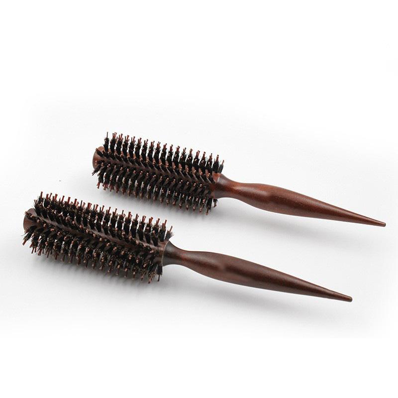 10/12/14Rows Anti Static Wood Boar Bristle Hair Round Brush Hair Dryer Styling Tool Teasing Brush For Hair Curly Comb Hair Brush
