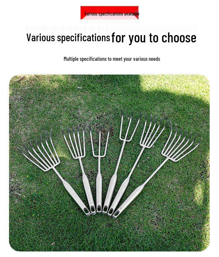Stainless Steel One-Piece Handle Multi-Tine Garden and Seafood Rake