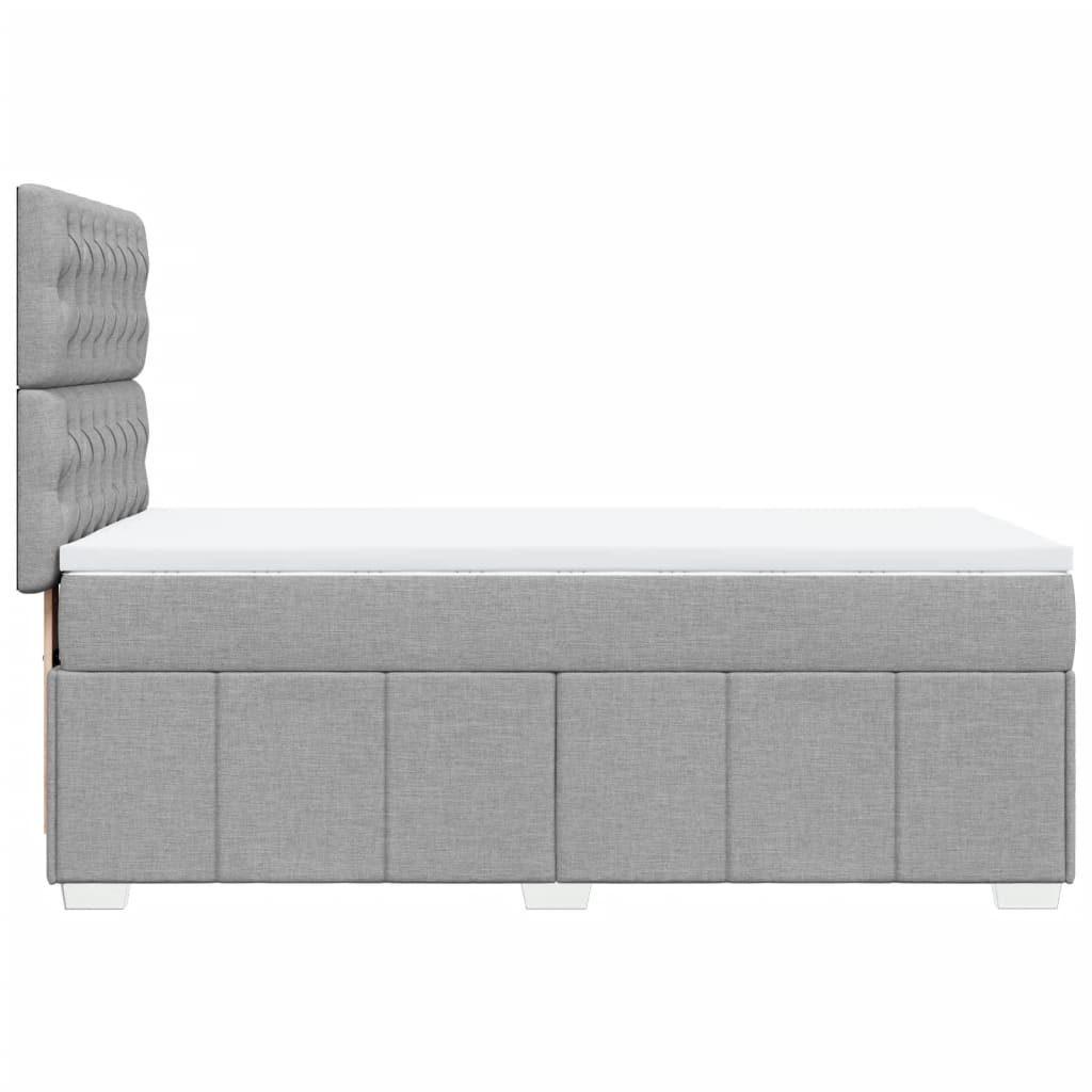 Box Spring Bed with Mattress Light Grey 90x200 cm Fabric