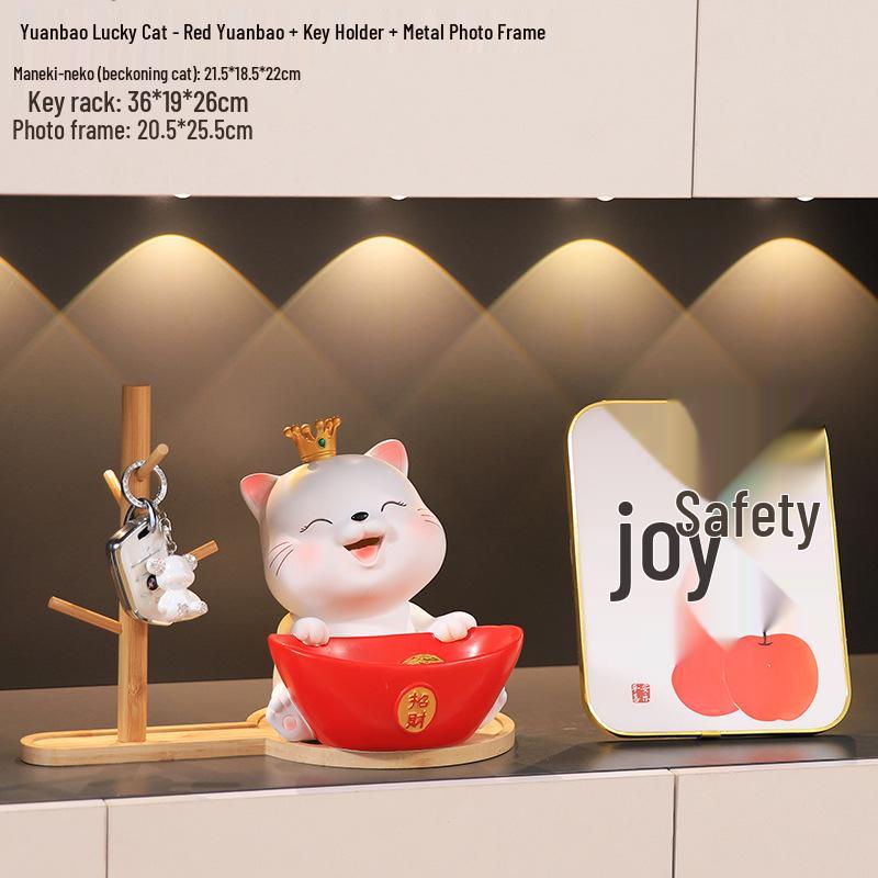 Housewarming Gift: Lucky Cat Key Holder & Shoe Cabinet Ornament for Entryway and Living Room
