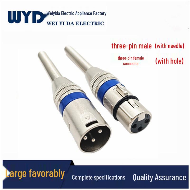 In-Stock Blue Ring Spring Lock 3-Core XLR Connector, Male & Female Heads for KTV Microphones