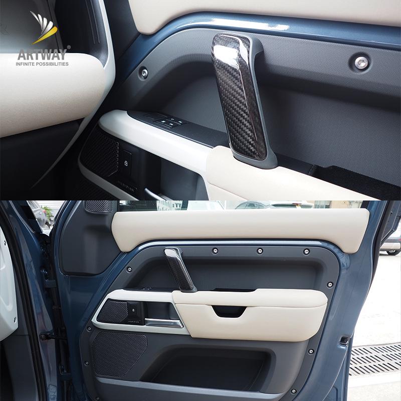 Carbon Fiber Interior Door Handle Cover for 20-22 Land Rover Defender 110 - Replacement & Decoration