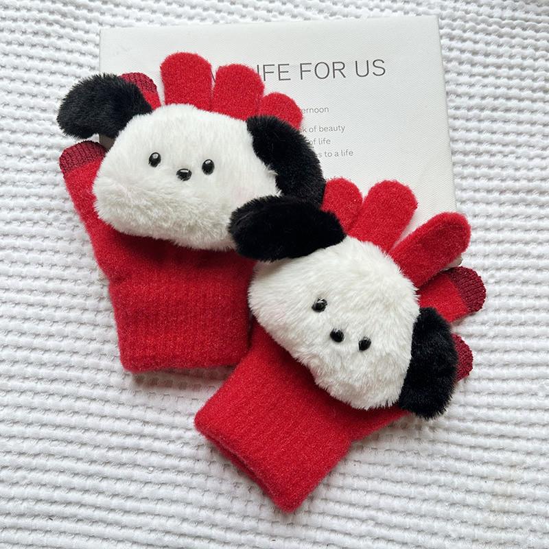Korean Autumn and Winter Children's Gloves Sanrio Cartoon Warm and Cold Proof Thickened Baby Gloves Knitted Five Finger Gloves