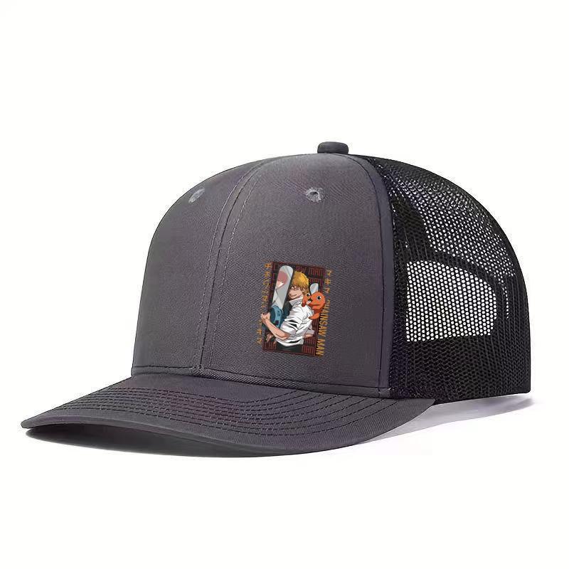 1PC Anime Cartoon Printed Truck Hat - Breathable Mesh Back Baseball Hat, Adjustable, Outdoor Street Style Daily Casual Hat