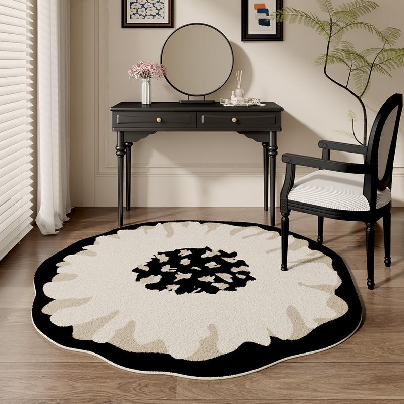 Französischer Blumenförmiger Weicher Teppich Wohnzimmer Fleckenabweisender Faux-Kaschmir-Teppich Innen Make-up Ankleidezimmer Schlafzimmer Fußteppich
