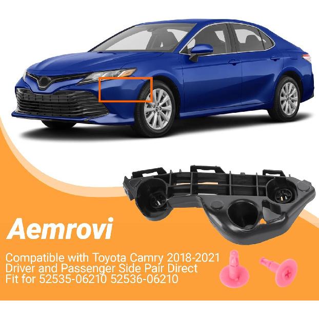Front Bumper Bracket Compatible with Toyota Camry 2018-- Driver and Passenger Side Pair, Direct Fit for 52535-06210 52536-06210, OEM Quality ABS