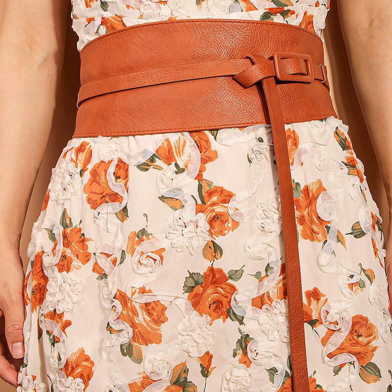 

Women s Versatile and Fashionable Adjustable Leather Waist Seal for Women s Texture Wide Streamer Waist Seal for Women