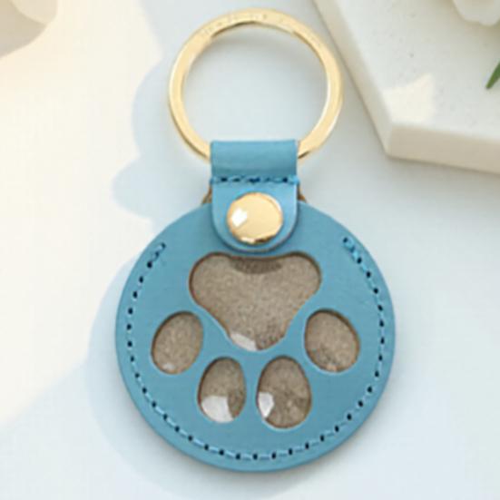 Paw Shaped Keychain Faux Leather Dog Hair Storage Keychain Transparent Pet Hair Souvenir Refillable Keyring Memorial Gift