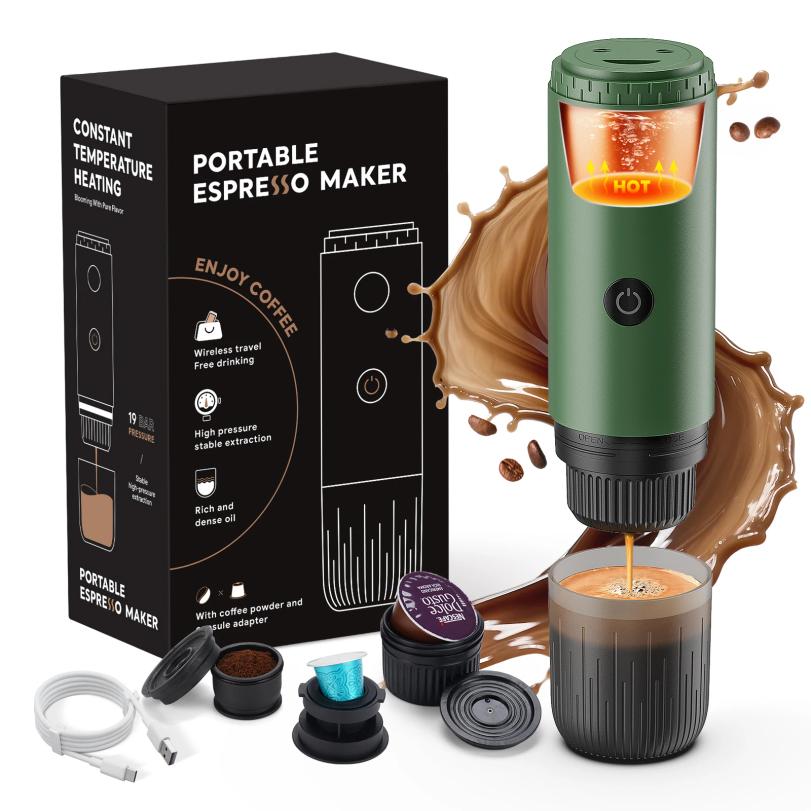 Portable Espresso Machine 3-in-1 Travel Coffee Maker for Camping Hiking Office Self-Heating with USB-C 2026new